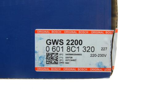 Шліфмашина кутова GWS 2200 (2200 Вт, 0-6500 об/хв, Ø230 мм)