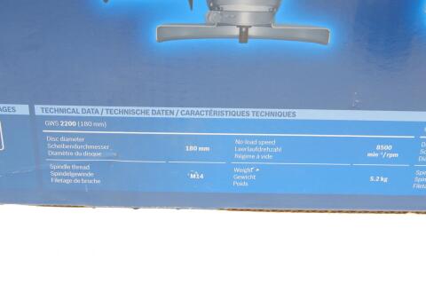 Шліфмашина кутова GWS 2200 (2200 Вт, 0-6500 об/хв, Ø230 мм)