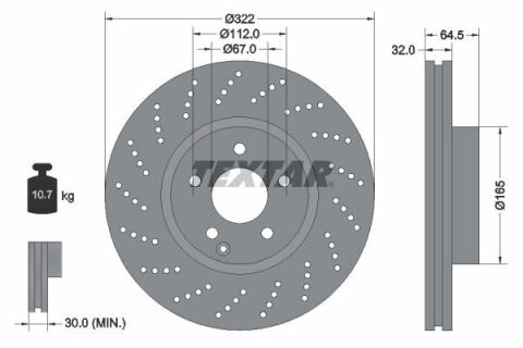 Диск тормозной (передний) MB C-class (W204) 07-14/ E-class (W212) 09- (322x32) PRO+