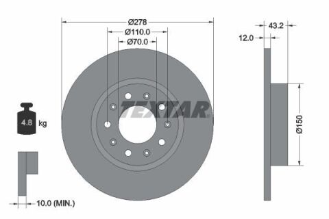 Диск тормозной (задний) Fiat 500X/Jeep Compass/Renegade 05- (278x12) PRO