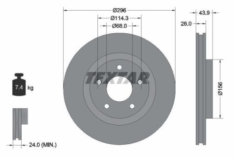 Диск гальмівний (передній) Nissan X-Trail 2.0/2.5dCi 07-/Juke 1.6 10- (296x26) PRO+