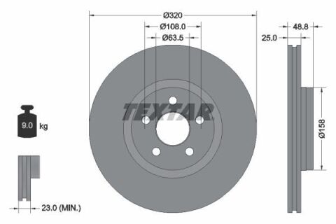 Диск гальмівний (передній) Ford Transit Connect 1.5 EcoBlue 15- (320x25) PRO