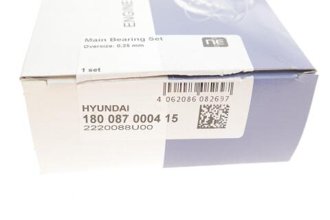 Вкладиші корінні Hyundai Accent/Getz 1.5 CRDi 02-05 (+0.25) Вкладиші корінні Hyundai Accent/Getz 1.5 CRDi 02-05 (+0.25)