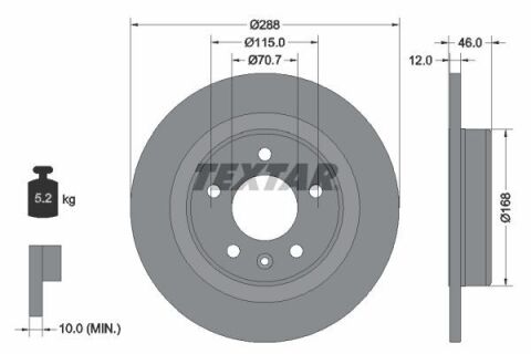 Диск гальмівний (задній) Opel Insignia B 1.5-2.0CDTi 17- (288x12) PRO