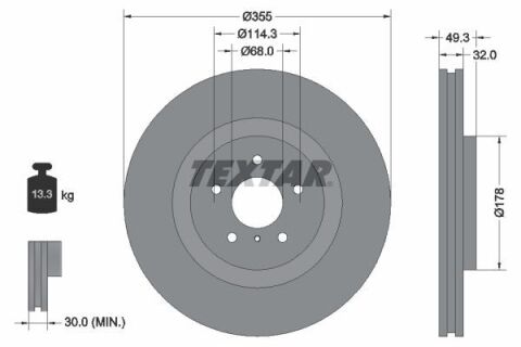 Диск гальмівний (передній) Infiniti FX/Q50/Q70/QX70 08- (355x32) PRO+