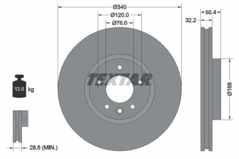 Диск гальмівний (передній) VW T5 09-15/T6 15- (340x32.2) PRO+