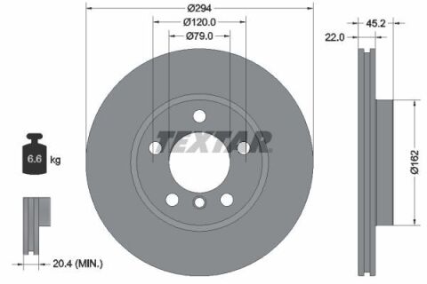 Диск тормозной (передний) Mini Cooper 10-(294x22) PRO+