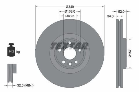 Диск тормозной (передний) Land Rover Discovery/Range Rover Evoque 14-(349x34) PRO+