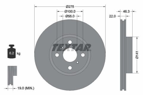 Диск гальмівний (передній) Toyota Yaris 07- (275x22)