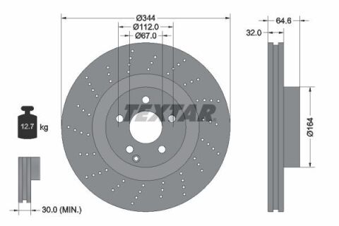 Диск тормозной (передний) MB E-class (W212)/SLK-class (R172) 11- (344x32) PRO+