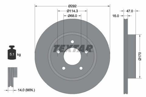 Диск тормозной (задний) Nissan X-Trail 14-(292x16) PRO