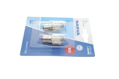 Автолампа P21W 12V 1.73W BA15s LED (красная) (к-кт 2 шт.)