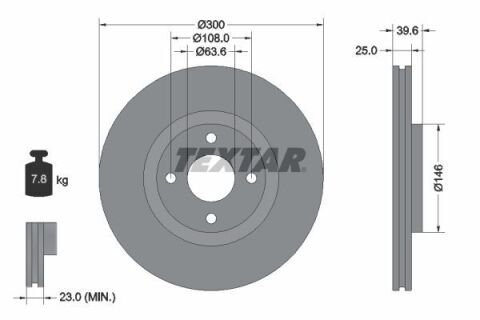 Диск гальмівний (передній) Ford Ecosport 1.0-2.0 12- (300x25) PRO