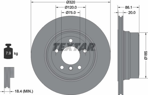 Диск гальмівний (задній) BMW 5 (E60/E61) 02-10 (320x20) PRO