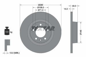 Диск тормозной (задний) Citroen Jumpy/Fiat Scudo 07-(290х14)