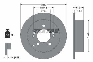 Диск тормозной (задний) Hyundai Sonata V/Tucson/Kia Sportage 04- (262x10.1) PRO