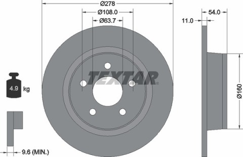 Диск гальмівний (задній) Ford Connect 02- (278x11) PRO