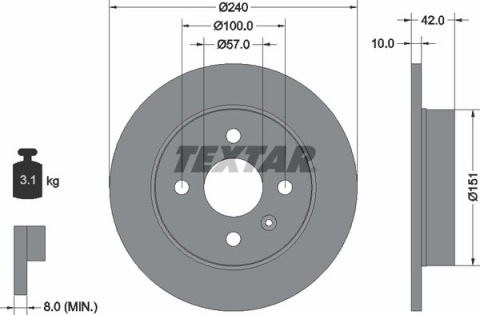 Диск тормозной (задний) Opel Combo 1.3CDTI/1.7DTI 16V 01-(240x10) PRO Диск тормозной (задний) Opel Combo 1.3CDTI/1.7DTI 16V 01-(240x10) PRO