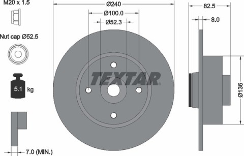 Диск тормозной (задний) Renault Megane II 03-(240х8) (+ABS) (с подшипником) PRO