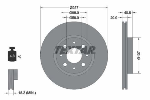 Диск тормозной Fiat Doblo 01- (257x20) PRO