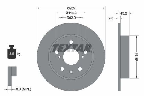 Диск гальмівний (задній) Suzuki Vitara 15-/ SX4 13-/ Swift 10- (259х9) PRO