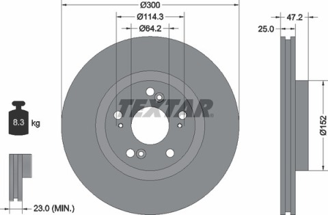 Диск тормозной (передний) Honda Accord VII 03-08 (300x25) PRO