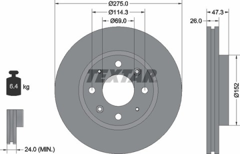 Диск тормозной (передний) Kia Cerato1.6-2.0 CRDI 04- (275x26)