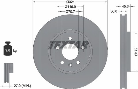 Диск гальмівний (передній) Opel Astra J 09- (321x30) PRO