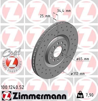 Диск гальмівний (передній) Audi A3 99-/VW Golf IV 97-05/Polo 02-09 (312x25) (з покр)(з отворами(вент)