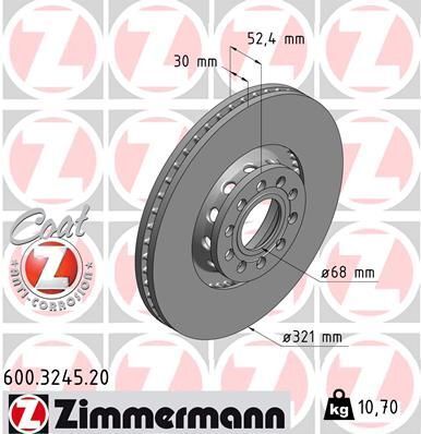 Диск тормозной (передний) VW Passat 00-05 (321x30) (с покрытием) (вентилированный)