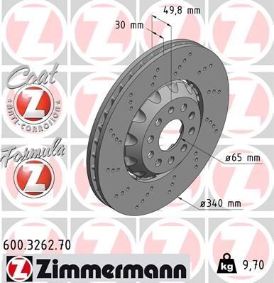 Диск тормозной (передний) VW Golf VII/VIII/Passat 14-/Tiguan 17- (340x30) (с отверстиями) (вентилированный)