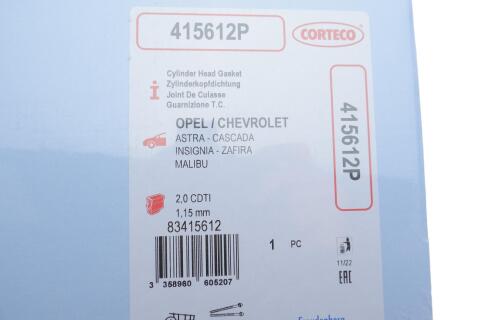 Прокладка ГБЦ Opel Insignia 2.0 CDTi 08-17 (1,15mm Ø84.00mm)