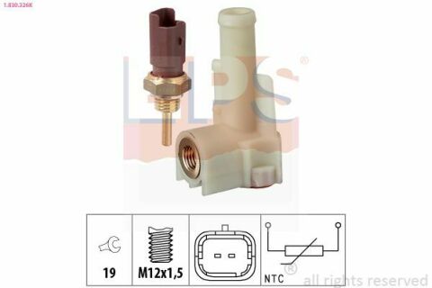 EPS FIAT Датчик температури води із корпусом! Doblo 1.3/1.9 01-Opel Astra H 1.3/1.9CDTI, Corsa, Meriva.