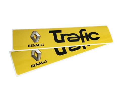 Наклейки на порожки RENAULT TRAFIC 2 шт (ЧЕРНО-ЖЁЛТЫЕ) Renault Trafic II 01->14 / Renault Trafic III 14->