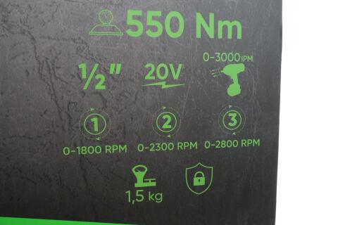 Гайковерт акумуляторний 1/2" 550 Нм 20V 4Ah (АКБ і зарядн. пристрій) Гайковерт акумуляторний 1/2" 550 Нм 20V 4Ah (АКБ і зарядн. пристрій)