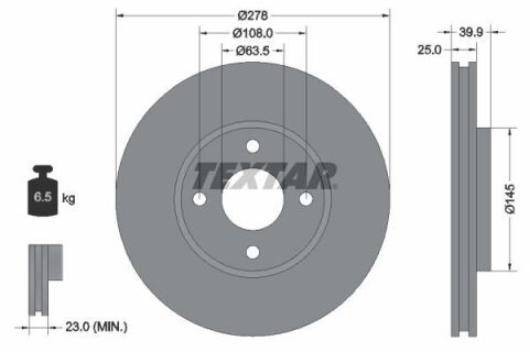 Диск гальмівний (передній) Ford Ecosport 1.0-1.6 12- (278x25) PRO