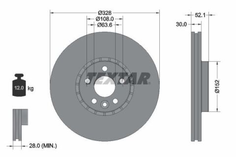 Диск тормозной (передний) Volvo XC60 08-(328x30) PRO+