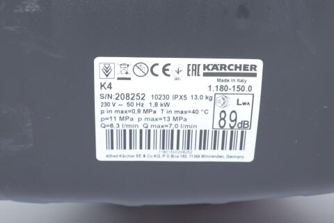Минимойка высокого давления K4 (+ щетка WB 60) (130 Бар/до 420 л/ч) Минимойка высокого давления K4 (+ щетка WB 60) (130 Бар/до 420 л/ч)