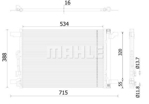 Радіатор кондиціонера VW Golf VII/Tiguan 1.4-2.0 TSI/TDI 12- (388x534x16)