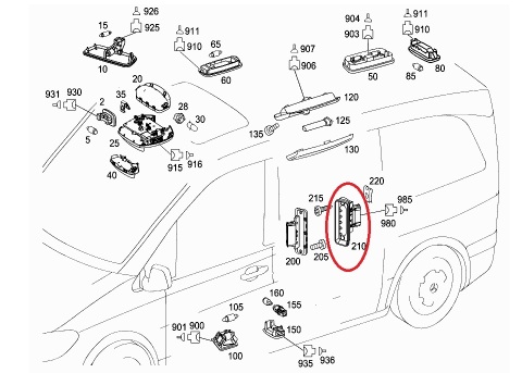 Контакт дверей (бічних/R) MB Vito (W639) 03-