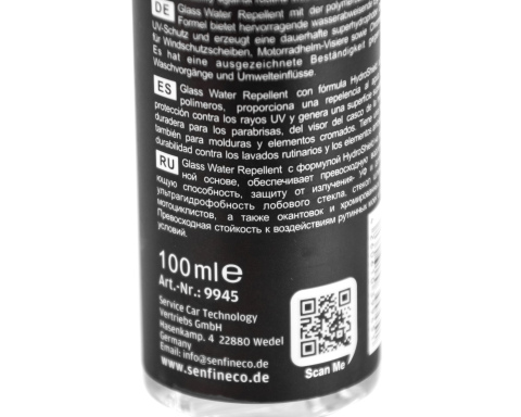 Водовідштовхувальний засіб для скла SENFINECO, 100мл