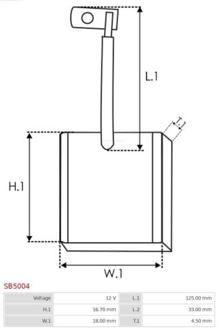 Щітки стартера Opel Astra H/J/Zafira C 1.9/2.0 CDTI 04- (12V) (4.5x18x16.7)