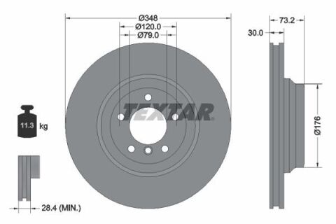 Диск тормозной (передний) BMW 3 (E90-E92)/ X1 (E84) 04-15 (348x30) PRO+