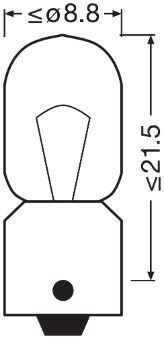 Автолампа Osram 4W 12V BA9S (к/т 2 шт)