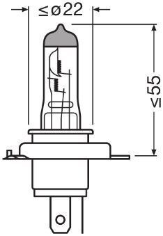 Автолампа Osram H4 12V 100/90W P43T (к/т 2 шт)