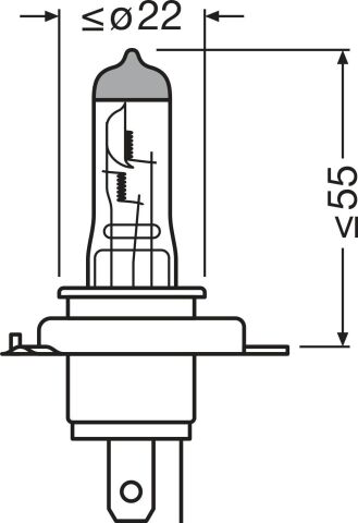 Автолампа Osram H4 12V 60/55W P43t