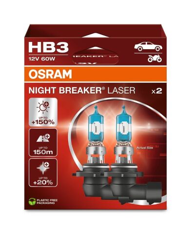 Автолампа Osram HB3 12V 60W P20D (к/т 2 шт)