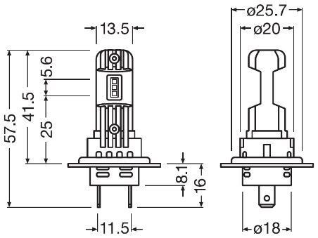 Комплект автоламп OSRAM LEDriving OSRAM LEDriving H7/H18 16.2W 12V PX26D 2шт