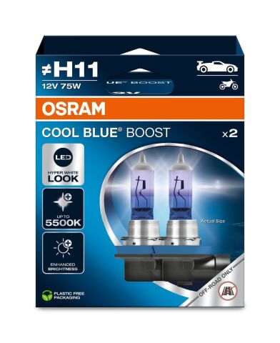 Лампа галогенная H11 12V 75W PGJ19-2 Cool Blue Boost (комплект)