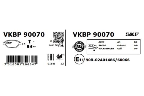 Комплект гальмівних накладок, дискове гальмо Комплект гальмівних накладок, дискове гальмо